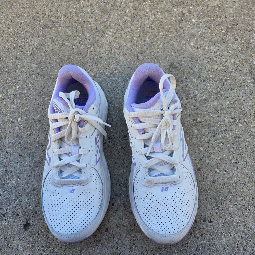 New Balance Fresh Foam Leather  Women's White and Purple Sneakers Size 9B - Picture 7 of 14